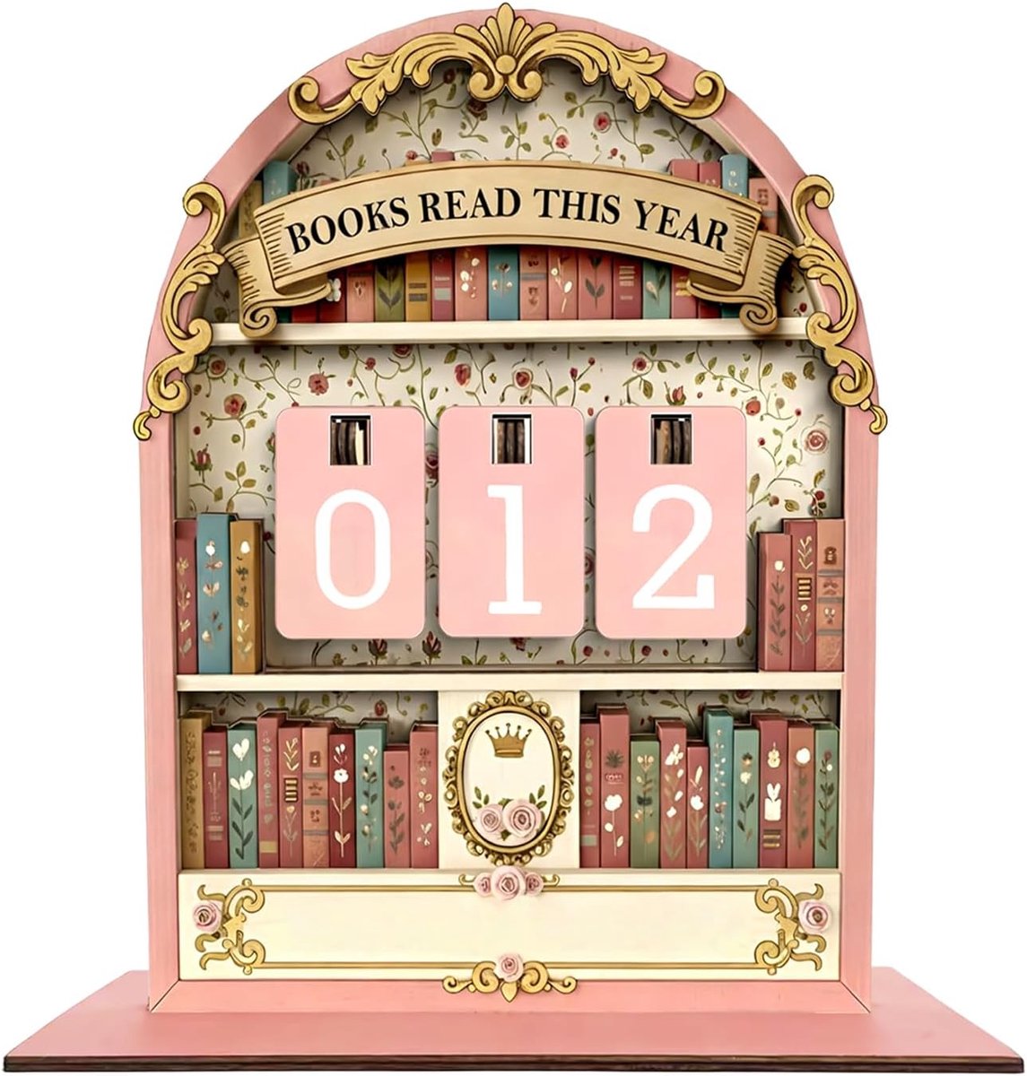 Read This Year Counter, Boekenstandaardbord, boekenstandaard voor het weergeven van leesdoelen, houten decoratie voor de boekenplank, leestrackerbord voor klaslokalen