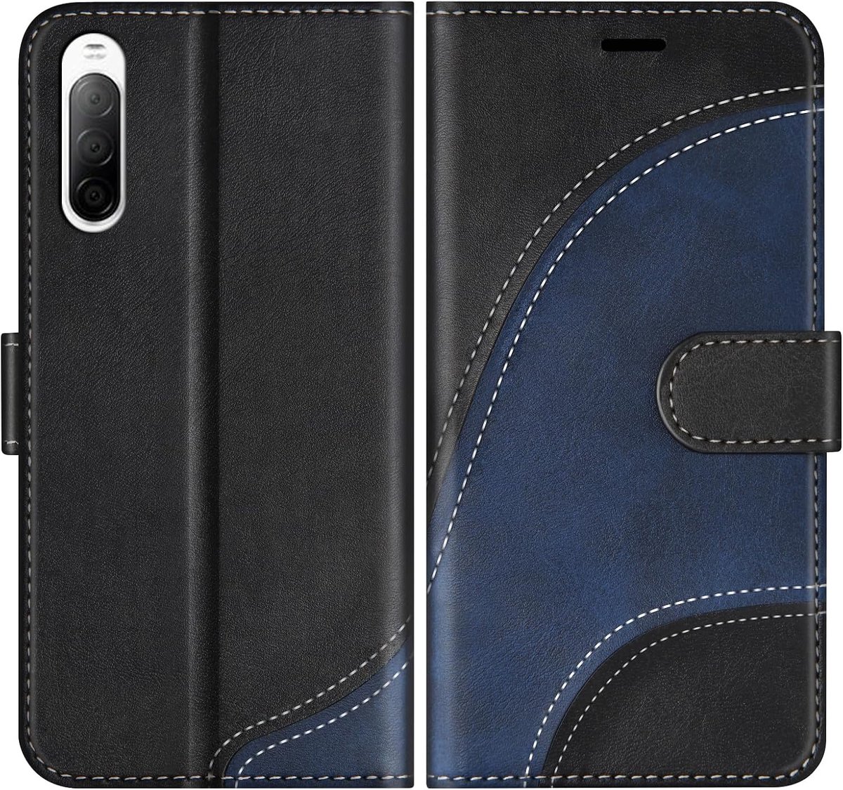 Hoesje voor Sony Xperia 10 V, PU Lederen Bookcase Portemonnee Beschermhoes Telefoonhoesjes, Flip Case Beschermhoesje voor Sony Xperia 10 V, Zwart