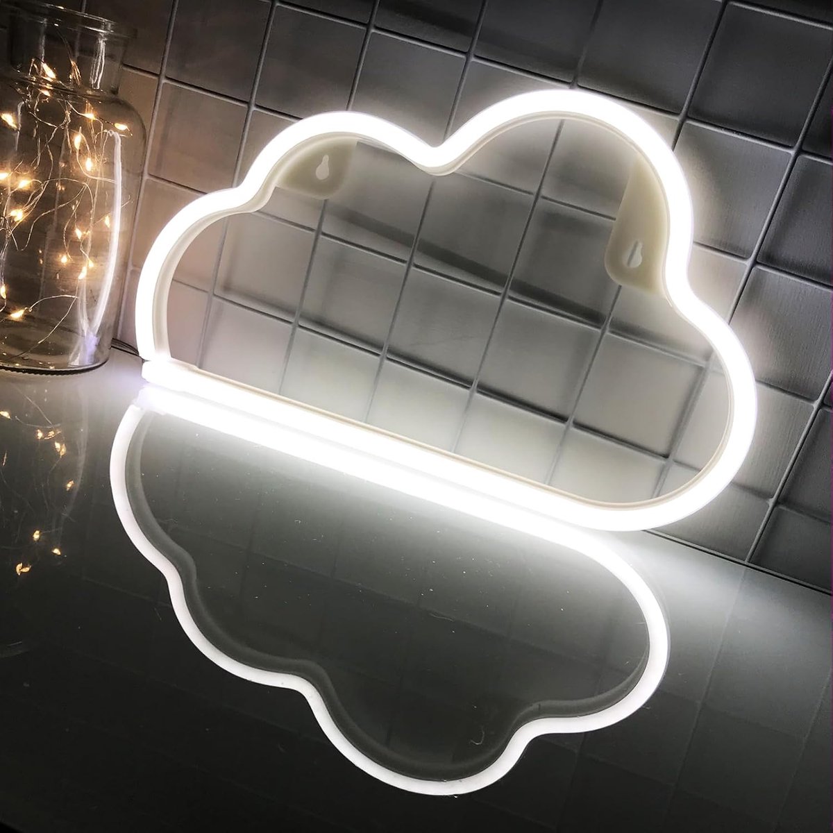 Wanddecoratie met wolk neon borden, slaapkamer met batterij aangedreven of USB LED verlichting, tienermeisjes en kinderkamer Kerstmis Verjaardag Bruiloft Party (wit)