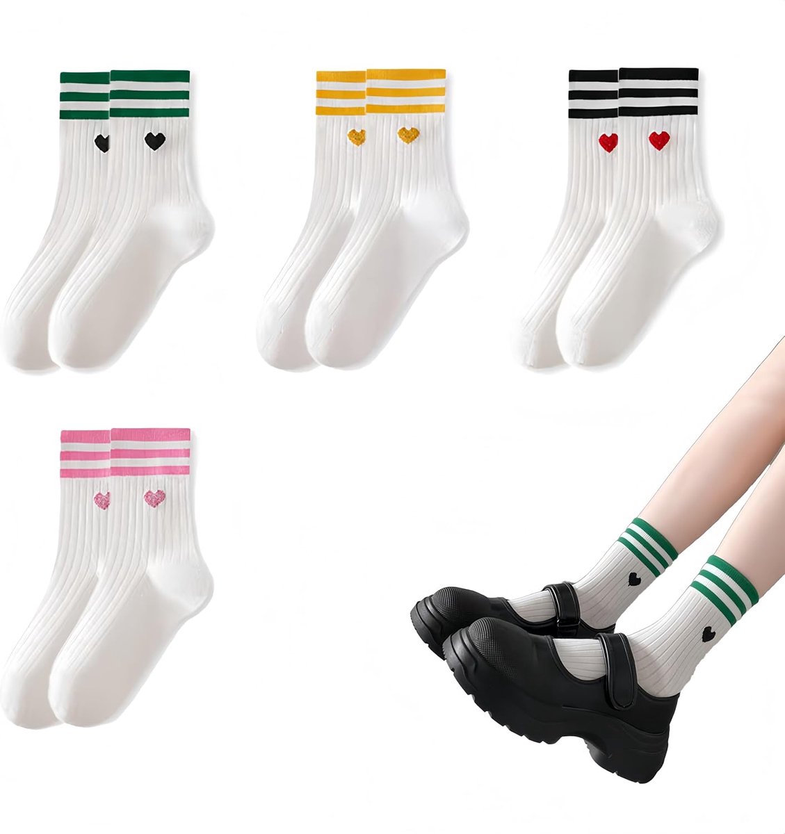 Sokken voor dames met hartpatroon, tennissokken voor dames, sportsokken, badstof, comfortabel voor hardlopen, yoga, tennis, uitleg met Kerstmis, perfect cadeau