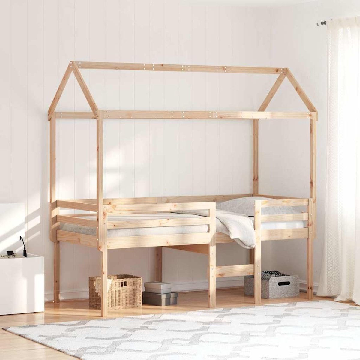 Grenenhout multifunctioneel met speelhoek naturel 80x200 cm