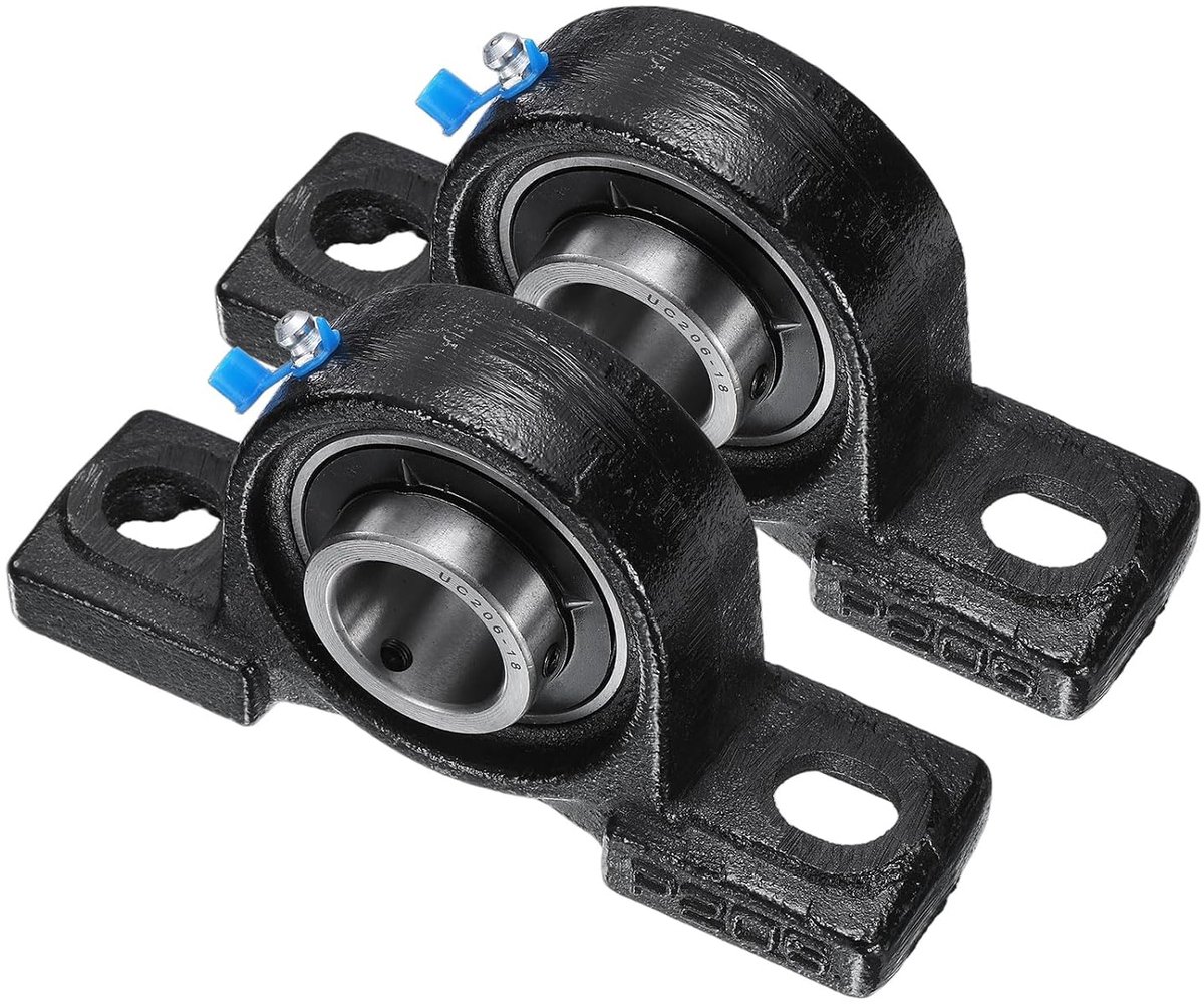 2 x UCP206-18 kussenbloklager met 1-1/8 inch binnendiameter, flens gemonteerde lagers van gietijzer