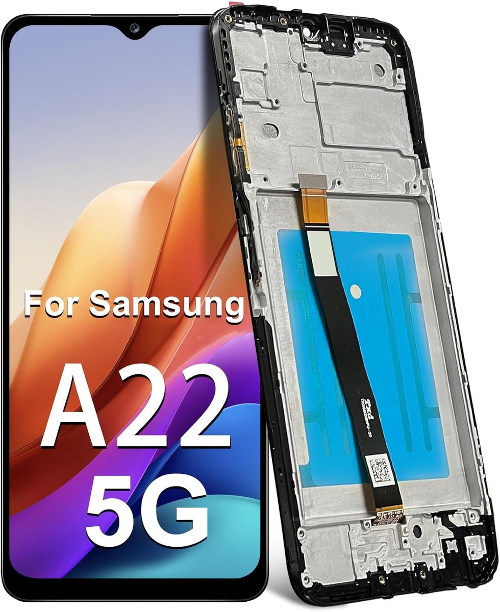 Lcd-scherm voor Samsung Galaxy A22 5G SM-A226B, SM-A226B/DS, SM-A226B/DSN, vervangend display, touchscreen, digitizer, reparatieonderdelen (6,6 inch, zwart met frame)