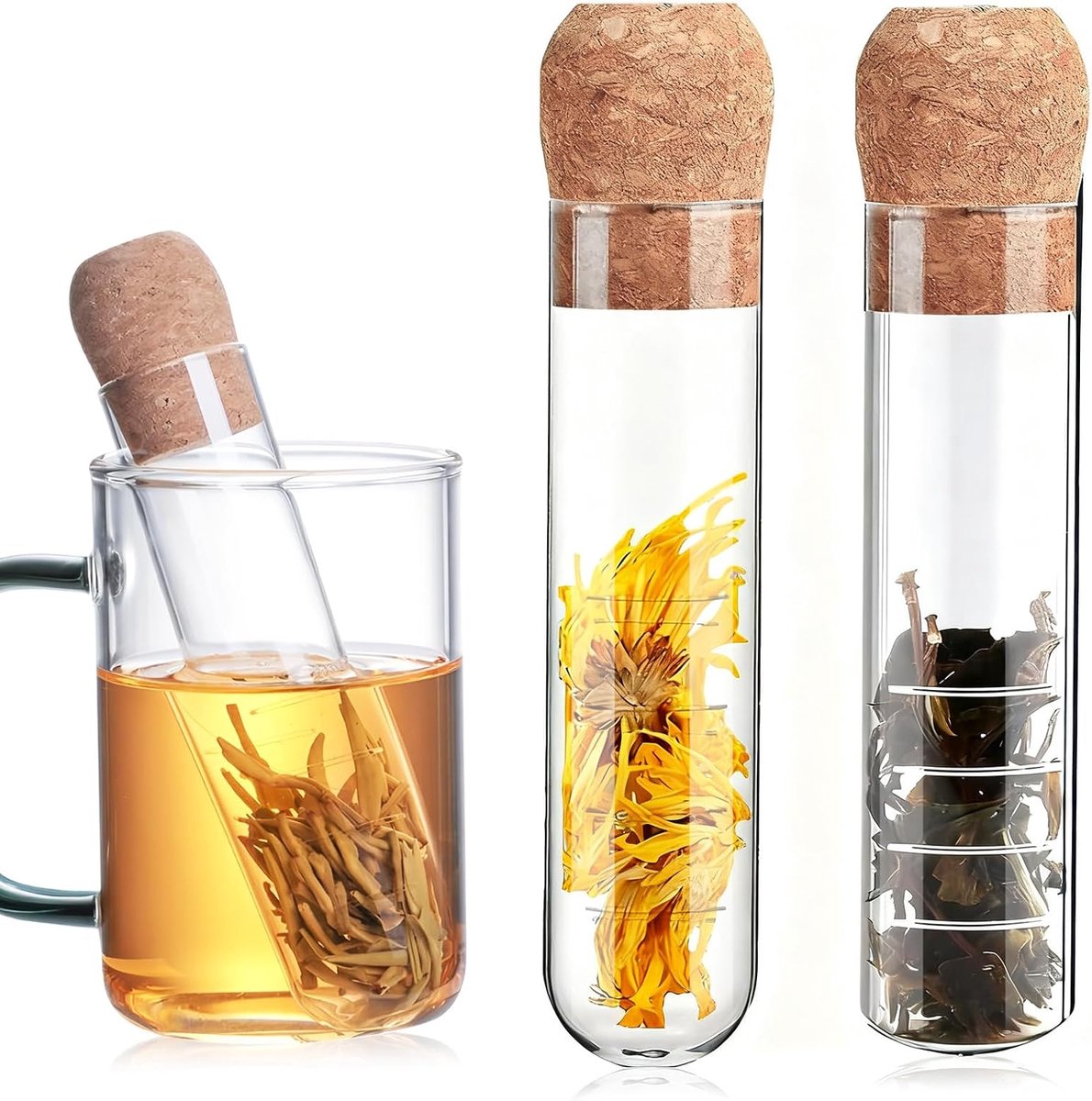 2 Stuks Theezeef van Hittebestendig Glas - Thee-ei voor Losse Thee, Geschikt voor Geurthee, Oolong, Groene en Zwarte Thee