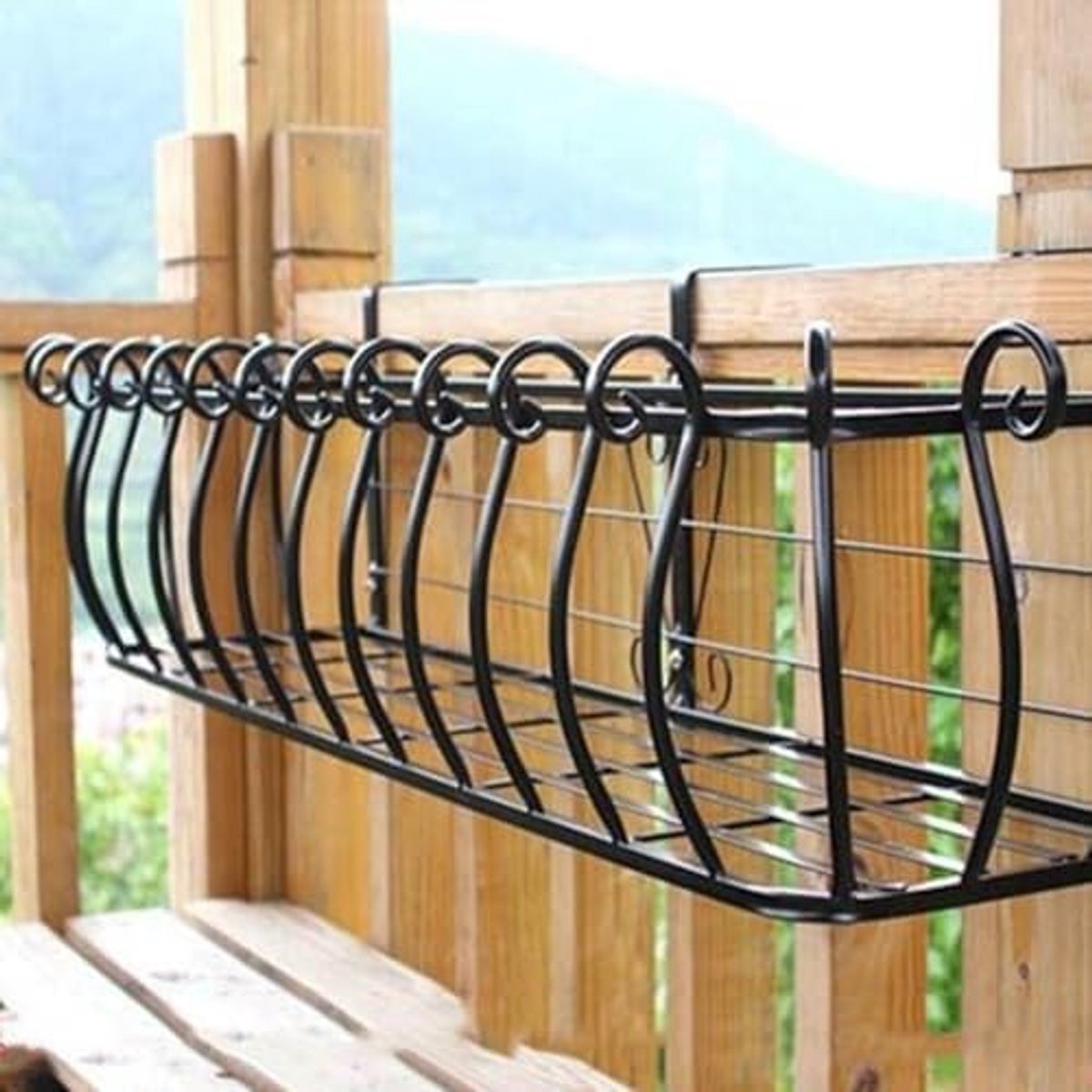 Gesmeed Ijzer Hangende Bloemstandaard, Voor Balustrades & Leefhekken – Ruimtebesparende Plantendisplay Voor Potten & Plantenbakken, Buiten Balkon Tuinplank, Planthouder