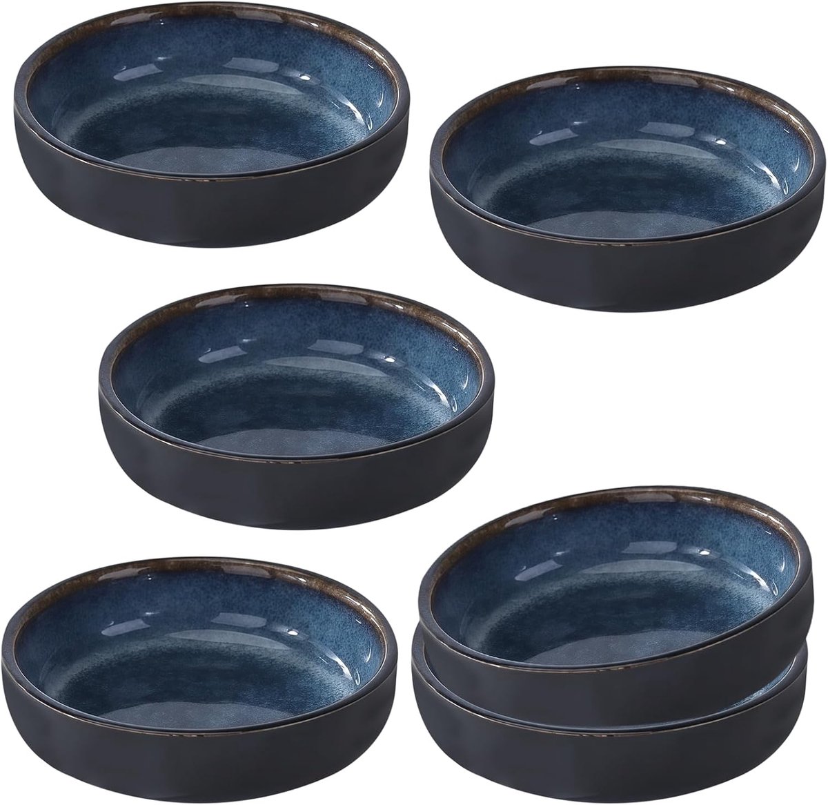 6 stuks ronde keramische dipschalen, sojasausschaaltjes voor sushi, snack, keramische schaal, mini-kruidenschaal, marineblauwe slakom voor sauzen, dips, specerijen, snacks
