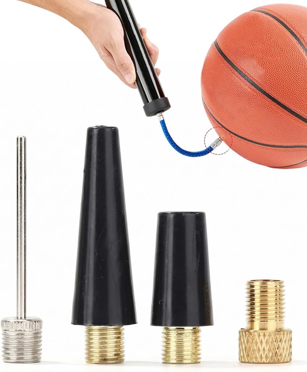 Set van 4 naalden voor balpomp, ventieladapter, set met naalden en mondstukken voor het oppompen, compatibel met ballen, opblaasbaar speelgoed, fietsen en sporttoestellen