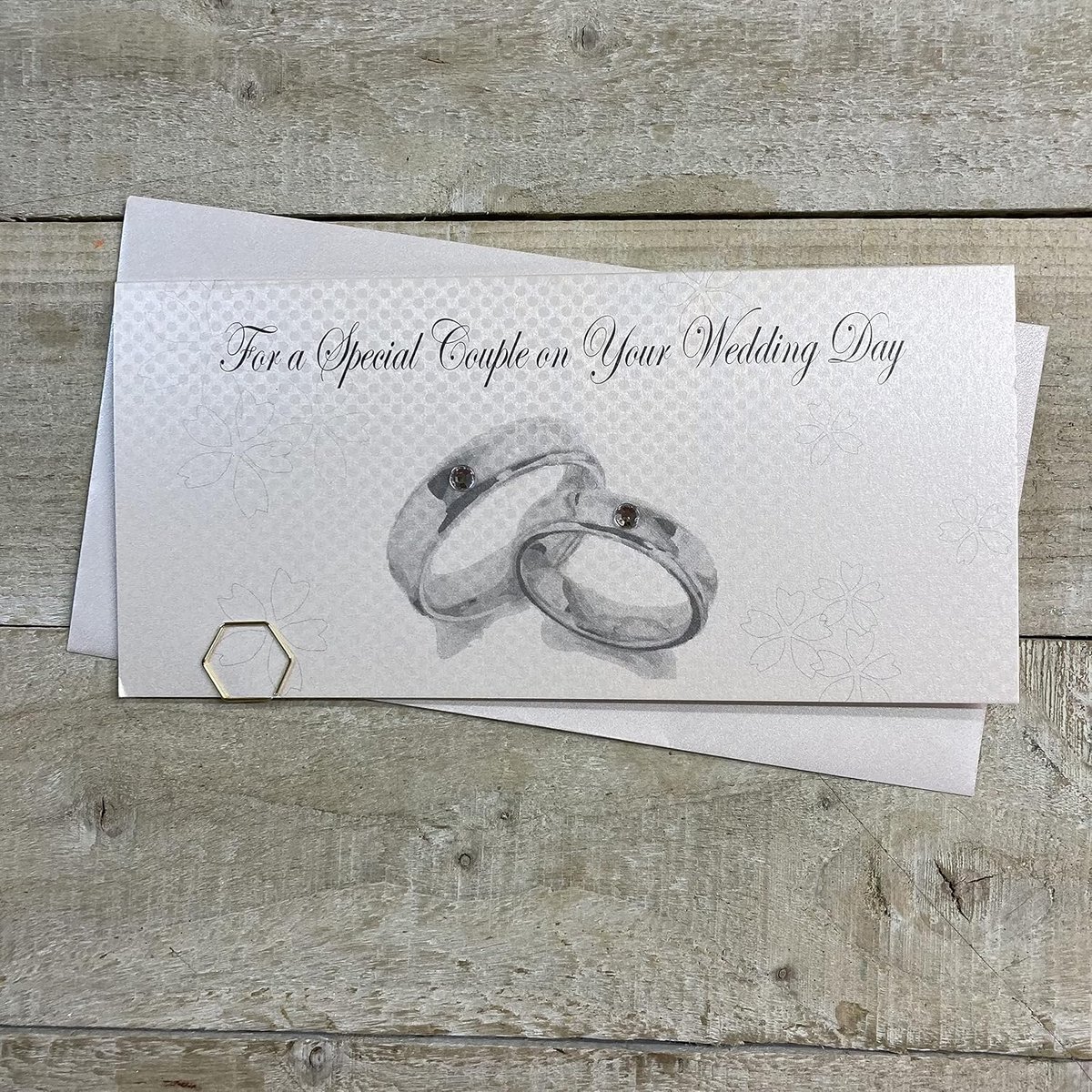 white cotton cards WBW10 geldportemonnee voor een speciaal paar trouwringen, 21 x 10 cm, WBW10, katoen