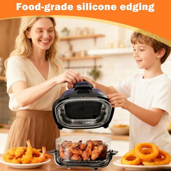 Effectieve RVS Spatbescherming voor Airfryer, Siliconen Mudguard, Geschikt voor Diverse Modellen — afbeelding 5