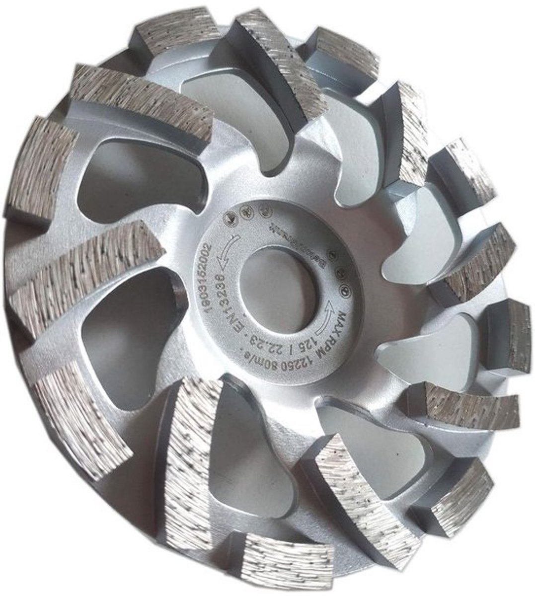 Diamantschuurkop voor beton 125mm met 22,23mm boring