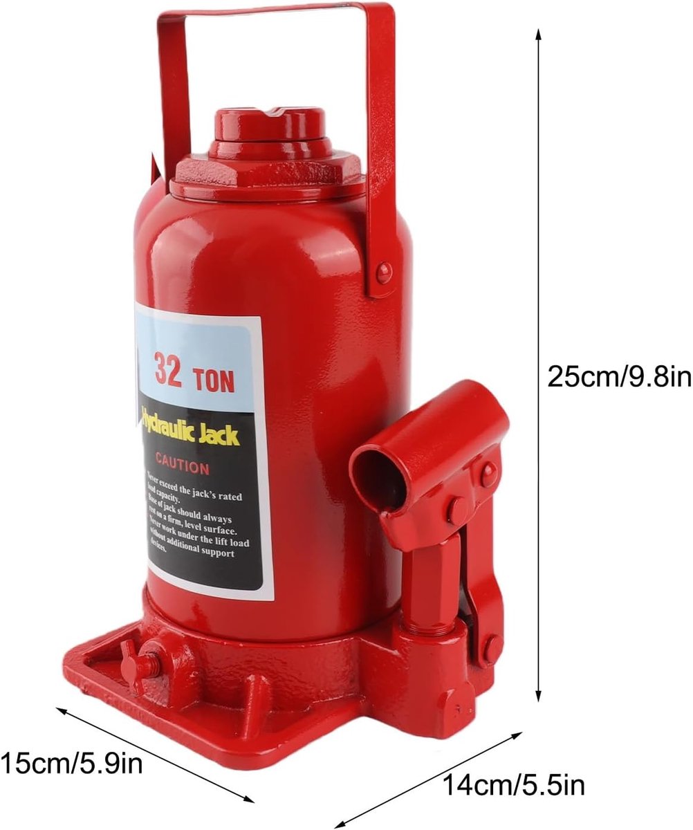 Dailygoods- Hydraulische Krik 32 Ton - Hefhoogte 25-47 cm - Voor Auto's/Bestelwagens/Vrachtwagens - Kwaliteitsstaal - Compact/Praktisch - Maximaal Dra