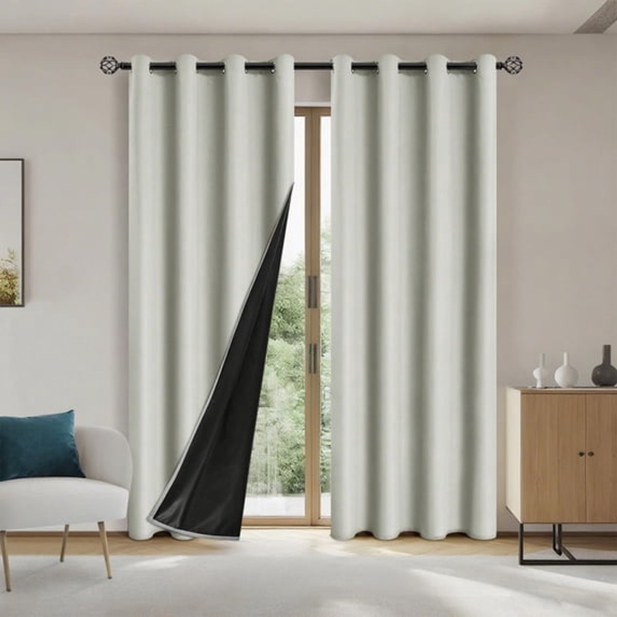 Ulisem Verduisterende Gordijnen - Complete Lichtblokkering Slaapkamer - Thermische Isolatie - Geluidsreductie - Privacybescherming - Modern Raamdecoratie Beige