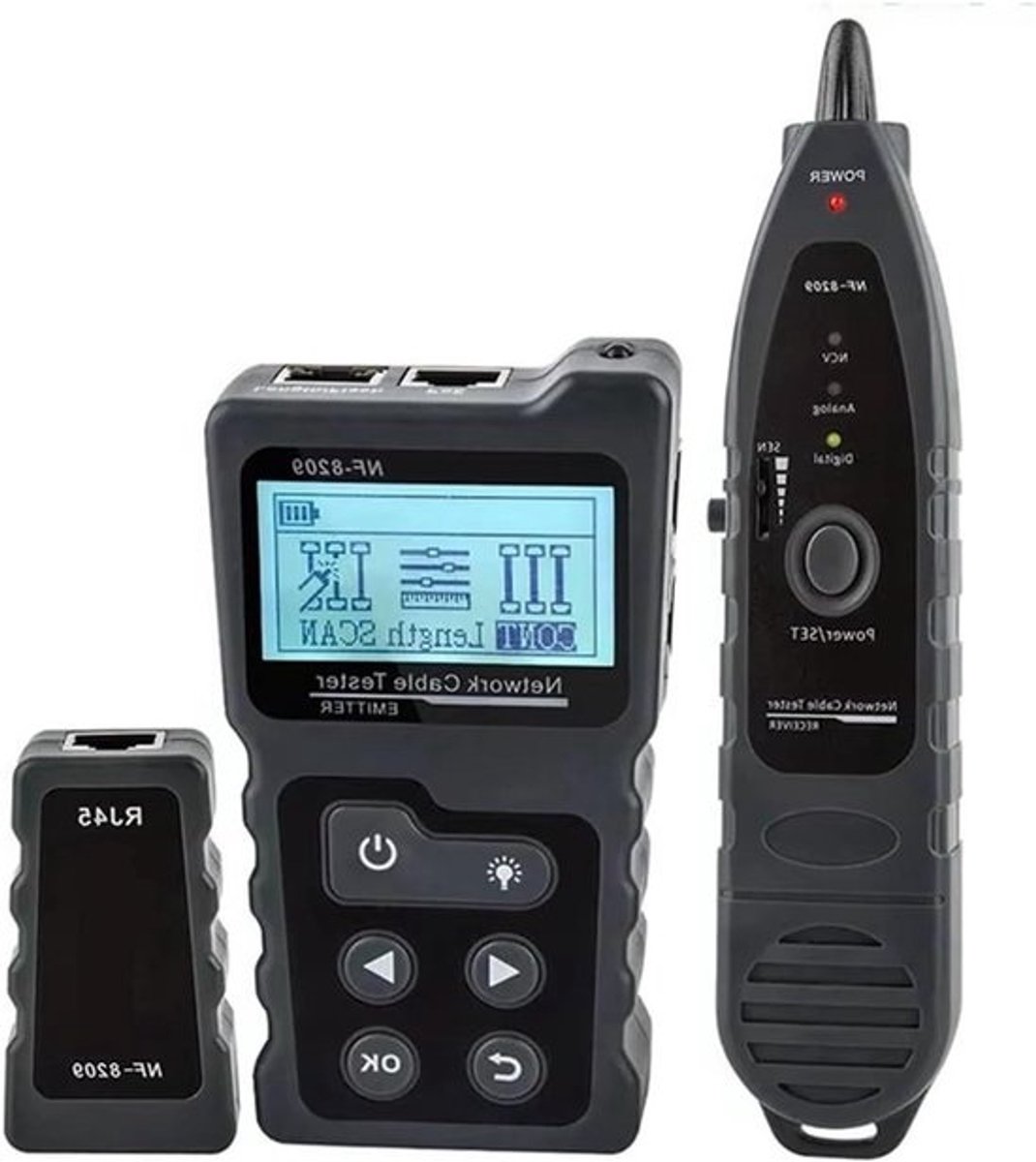Netwerkkabeltester - Kabelzoeker Vochtmeter - Netwerkproblemen Oplossen - POE-testcapaciteit - 2.5m tot 200m - NF-8209