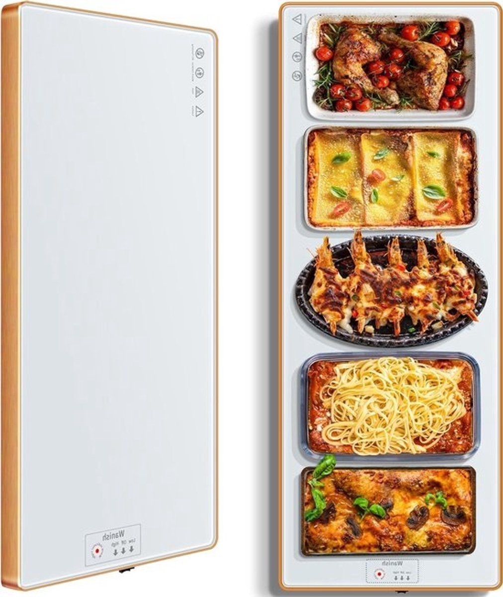 Elektrische warmhoudbak - Voedselwarmer mat - Buffet warm houden - Volledige oppervlakteverwarming - 40 x 12 inch - Wit