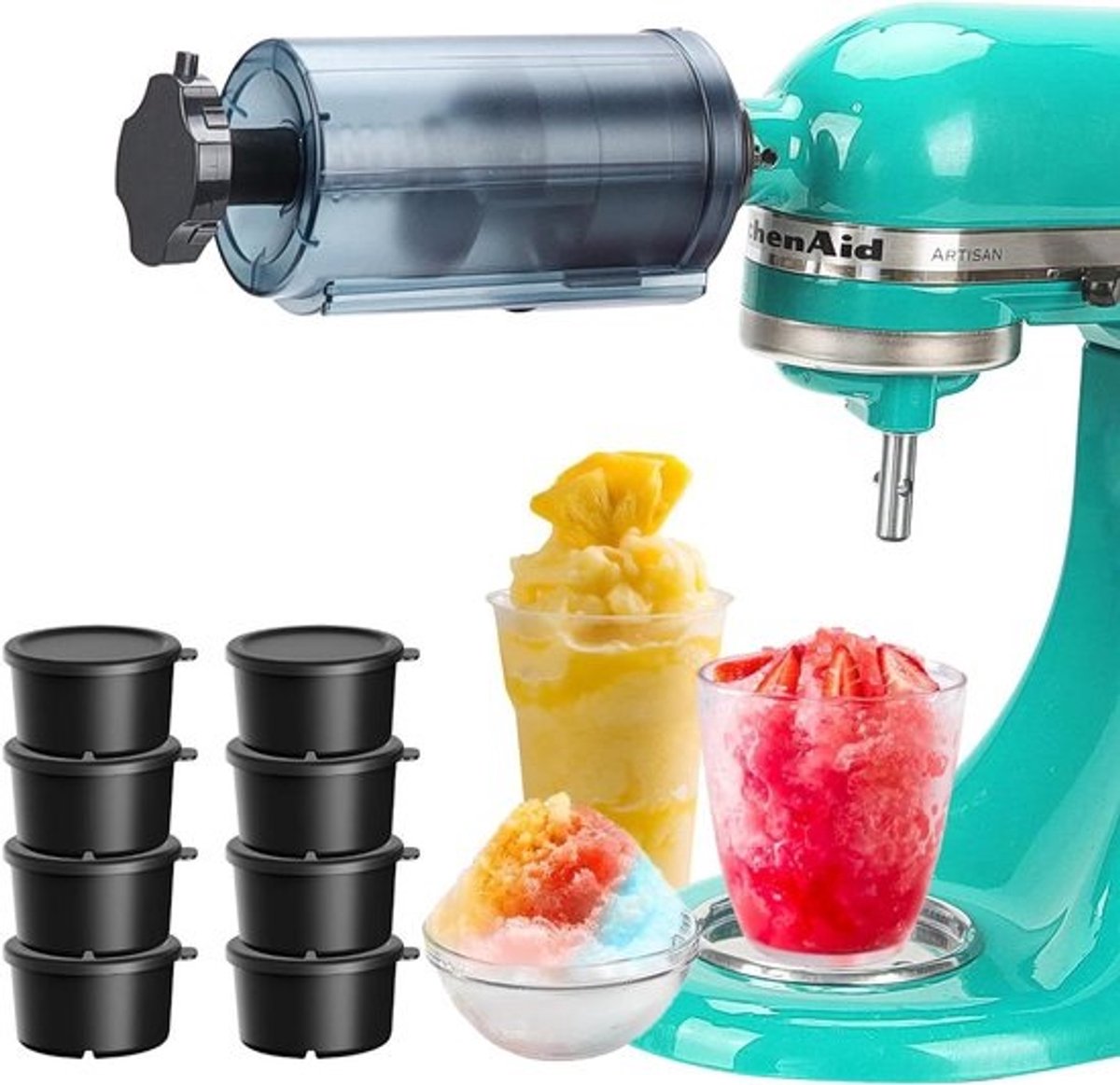 IJsopzetstuk Mixer - Sneeuwcone Machine - Desserts Maken - Inclusief Vormen - 30 x 21 x 10 cm - Blauw