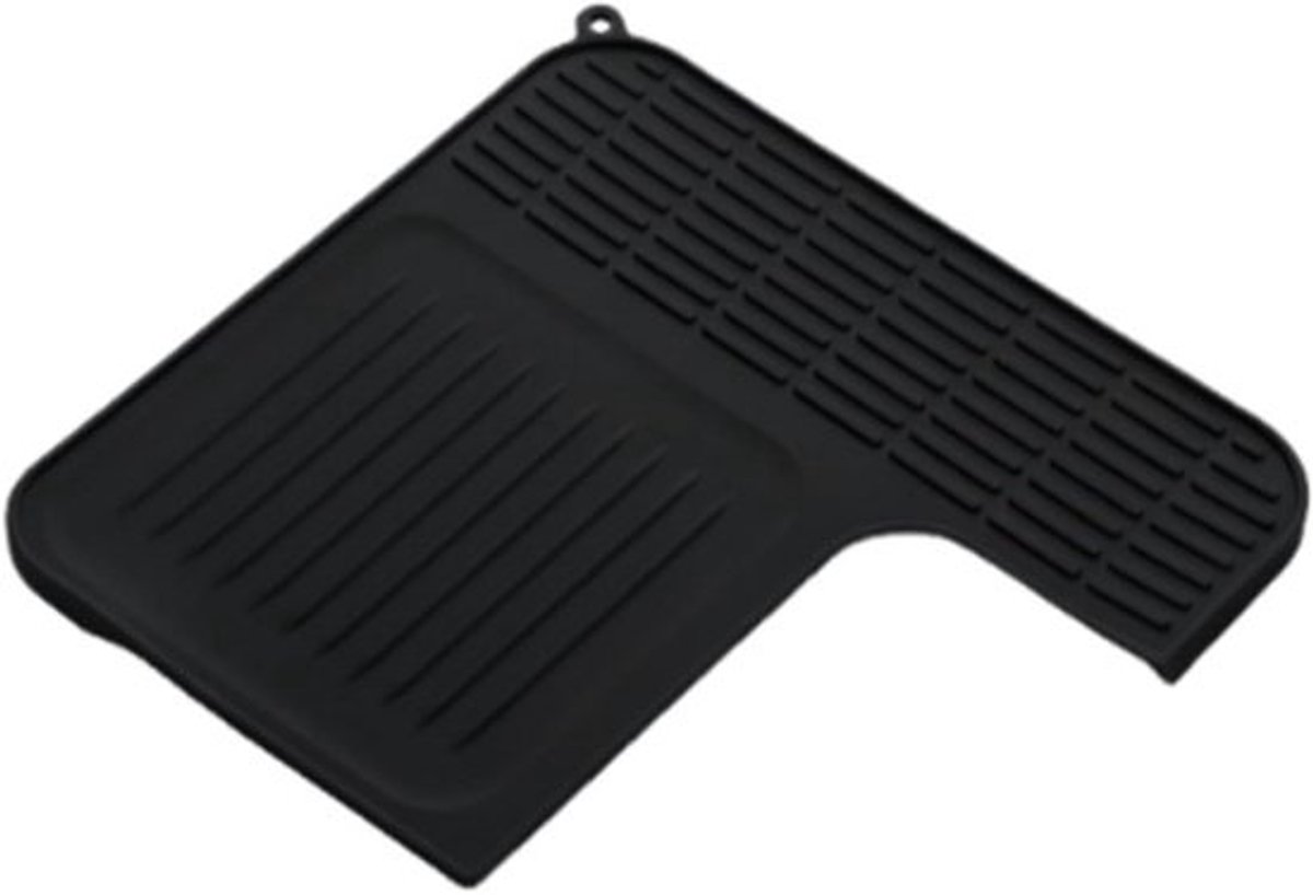 Koffie Corner Mat - Koffiebar Onderlegger - Bescherming Aanrecht - Waterdicht Antislip - 32x30x1.5 cm - Zwart
