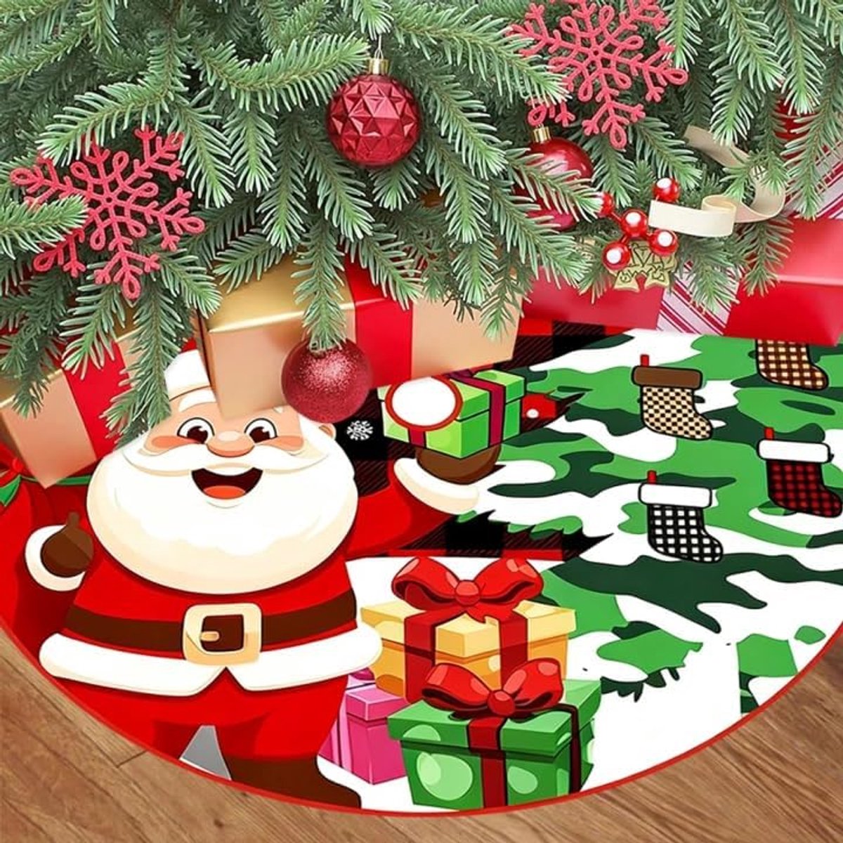 kerstboomrok, 91,4 cm, kerstmandesign, versierd op festivals, polyester kussens voor Nieuwjaar en Invie