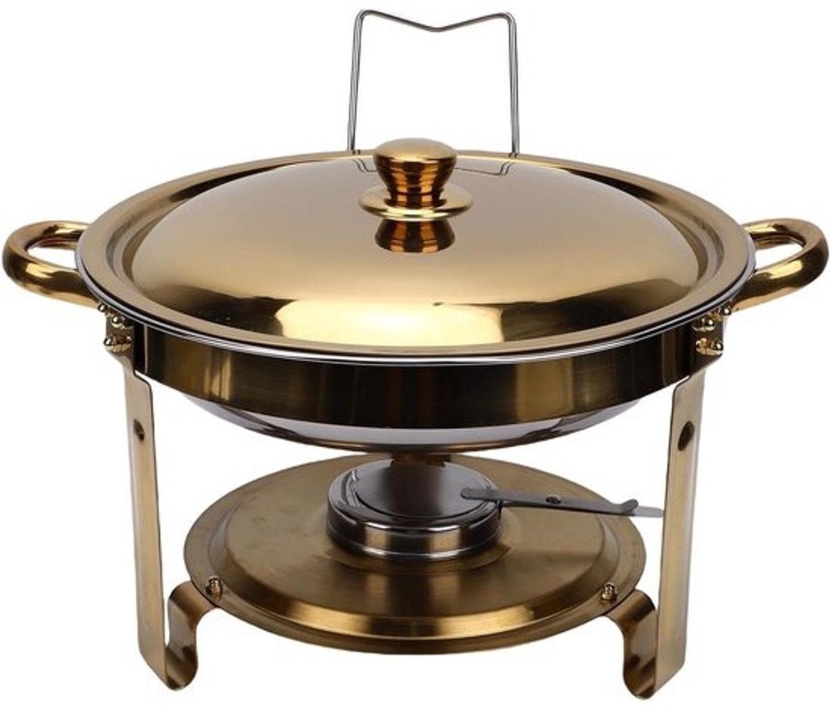 Ronde Buffet Warmhouder - Servies Serveer - Buffet Warm Houden - Stoomwarmte Systeem - 476 QT - Goud Zilver