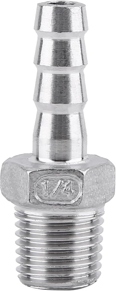 SS304 Roestvrijstalen Slangpilaarfittingen BSP 1/8 "~ 3/4" Buitendraad Pijpfitting connector(1/4 * 8mm)