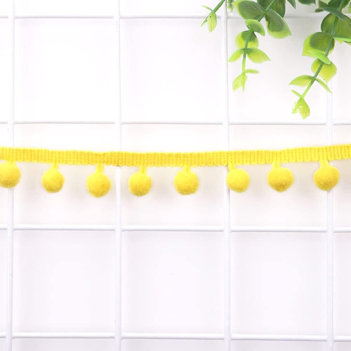5 yards 12 mm pompons boord om te knutselen, decoratieve band met pompons ballen pompons franjesboord, sierband, decoratieve boord, naaitoebehoren voor doe-het-zelf knutselen, kleding, kostuums, naaien, decoratie, geel