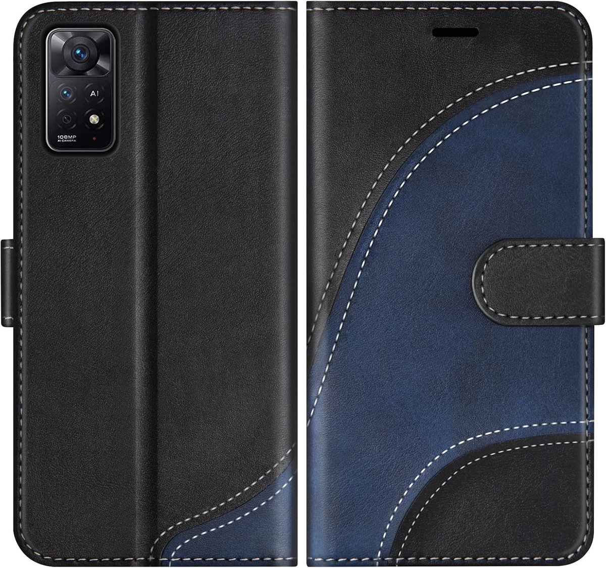 Hoesje voor Xiaomi Redmi Note 11 Pro 4G / 5G, PU Lederen Bookcase Portemonnee Beschermhoes Telefoonhoesjes, Flip Case Beschermhoesje voor Xiaomi Redmi Note 11 Pro 4G / 5G, Zwart