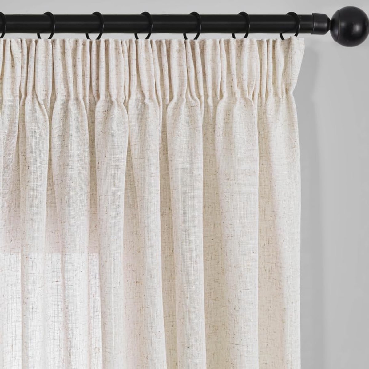 Gordijnen met plooiband lusgordijn, set van 2, gordijnen, half-transparant, linnenlook, gordijnen, H 245 x B 140 cm, linnenkleur