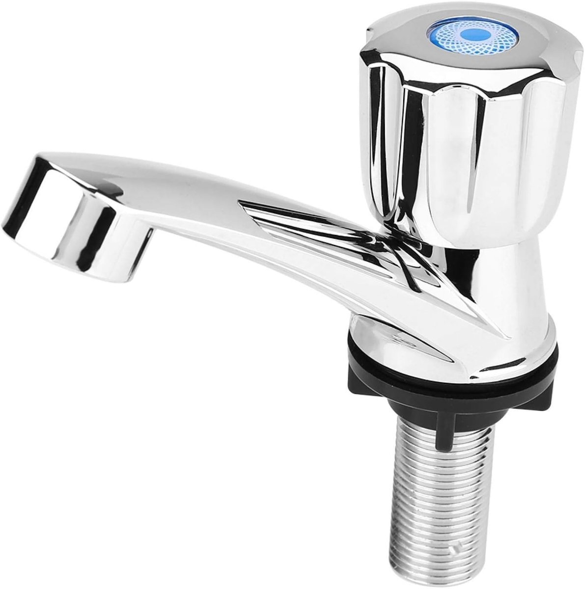 Kraan Antiroest ABS Waterkraan met Chromen Oppervlak Enkele Koudwaterkraan Mondstuk Wastafel Wastafelkraan(Louver G1/2)