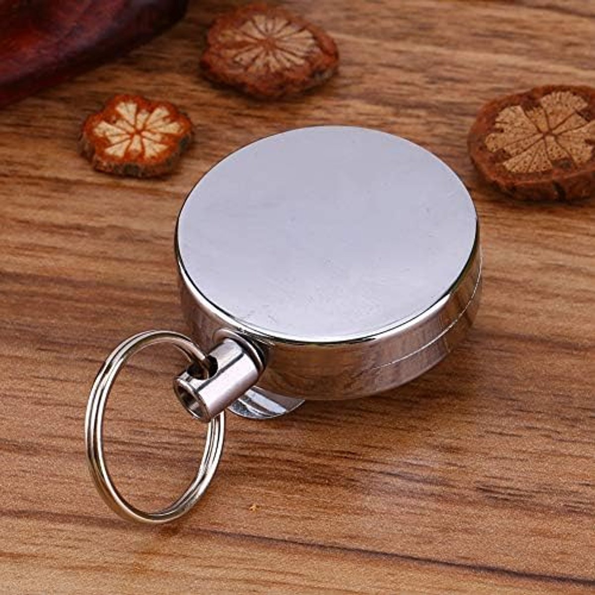 riemclip, 60 cm metalen ring om op te wikkelen, intrekbare trekketting voor bergbeklimmen, sleuteldragers en accessoires gereedschap