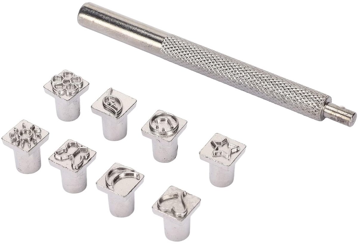 Patroonponsset, Metalen Stempelponsset, Doe-het-zelf Maken, 8 Patronen voor Leerambachten