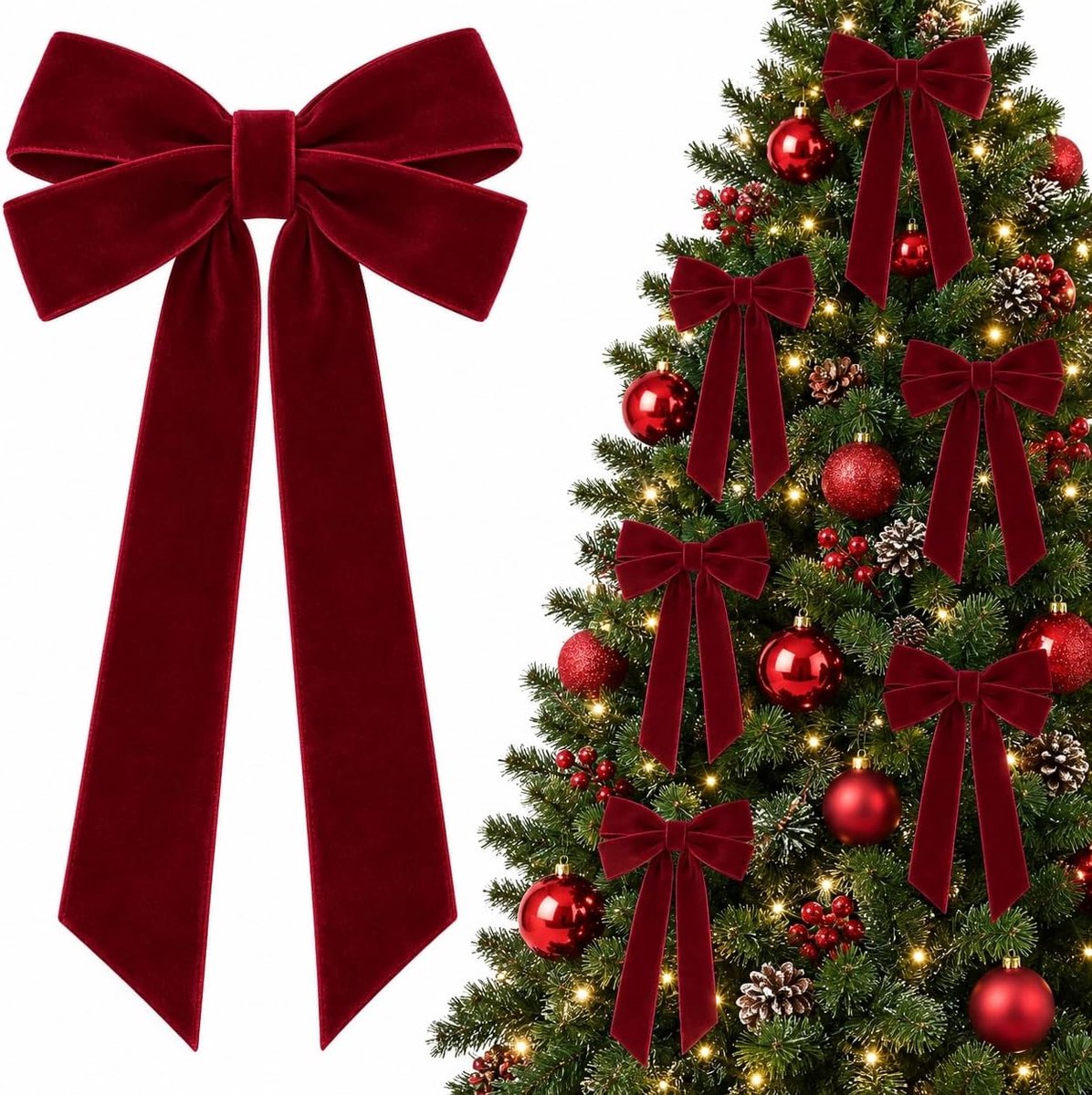 Strikken voor Kerstdecoratie, 13 X 26 CM (Bordeauxrood)