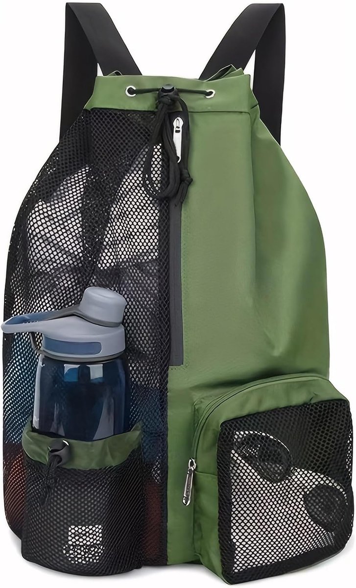 Mesh Zwemtas Trekkoord Rugzak 47 * 15 * 28 cm met natte en droge compartimenten Verstelbare riem Sport Sackpack voor Zwemmen Gym Strand en Workout Gear