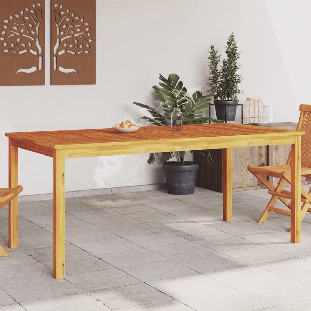 Eettafel voor de tuin, 180 x 90 x 75 cm, massief hout, acaciahout, tuintafel, tuintafel, 366371