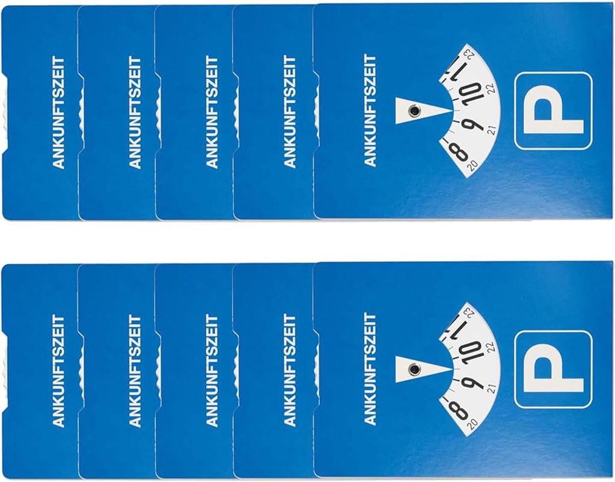 Parkeerschijf van karton, blauw, 11 x 15 cm, parkeerklok conform de verkeersregelgeving voor auto, vrachtwagen en camper, praktische parkeerklok van karton voor dagelijks gebruik in het wegverkeer