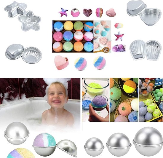 Bomb Mold Badvorm DIY Kit Zeep Mold Metalen Badbom Vorm Badbom Vorm Kit Vormen Badballen Badbommen Pers voor Chocolade Cupcake Muffins Zeep (12 stuks) — afbeelding 3