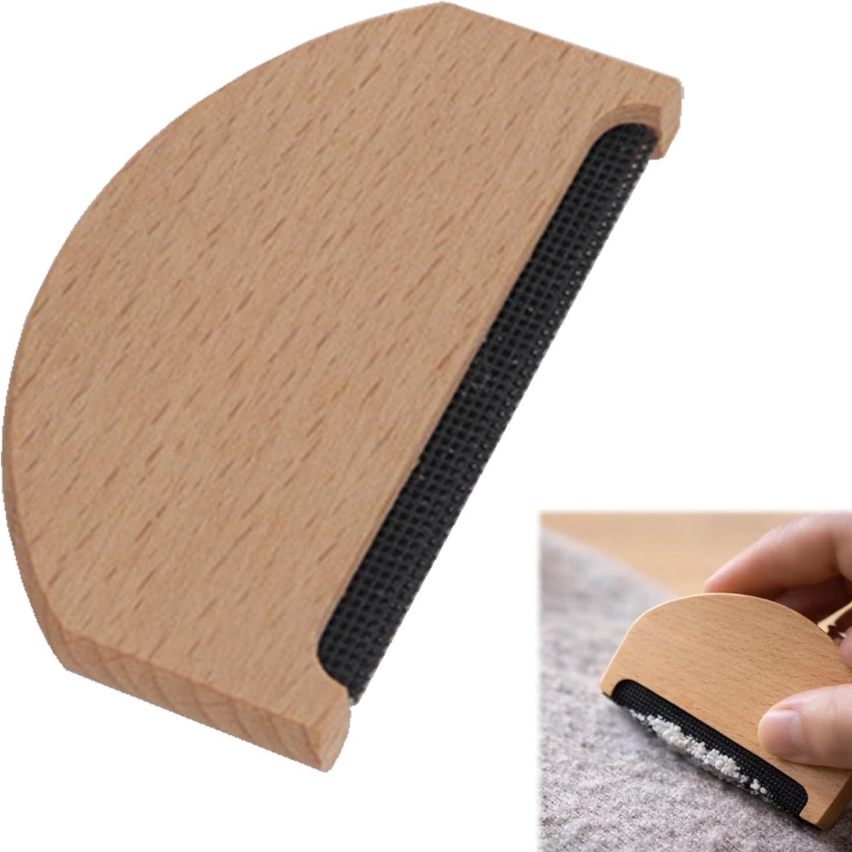 Wollen kam van fijn beukenhout, professionele kasjmierkam voor het verwijderen van pilling, zachte textielverzorging voor wol en breiwerk, compact design, 78 x 45 x 7,2 mm