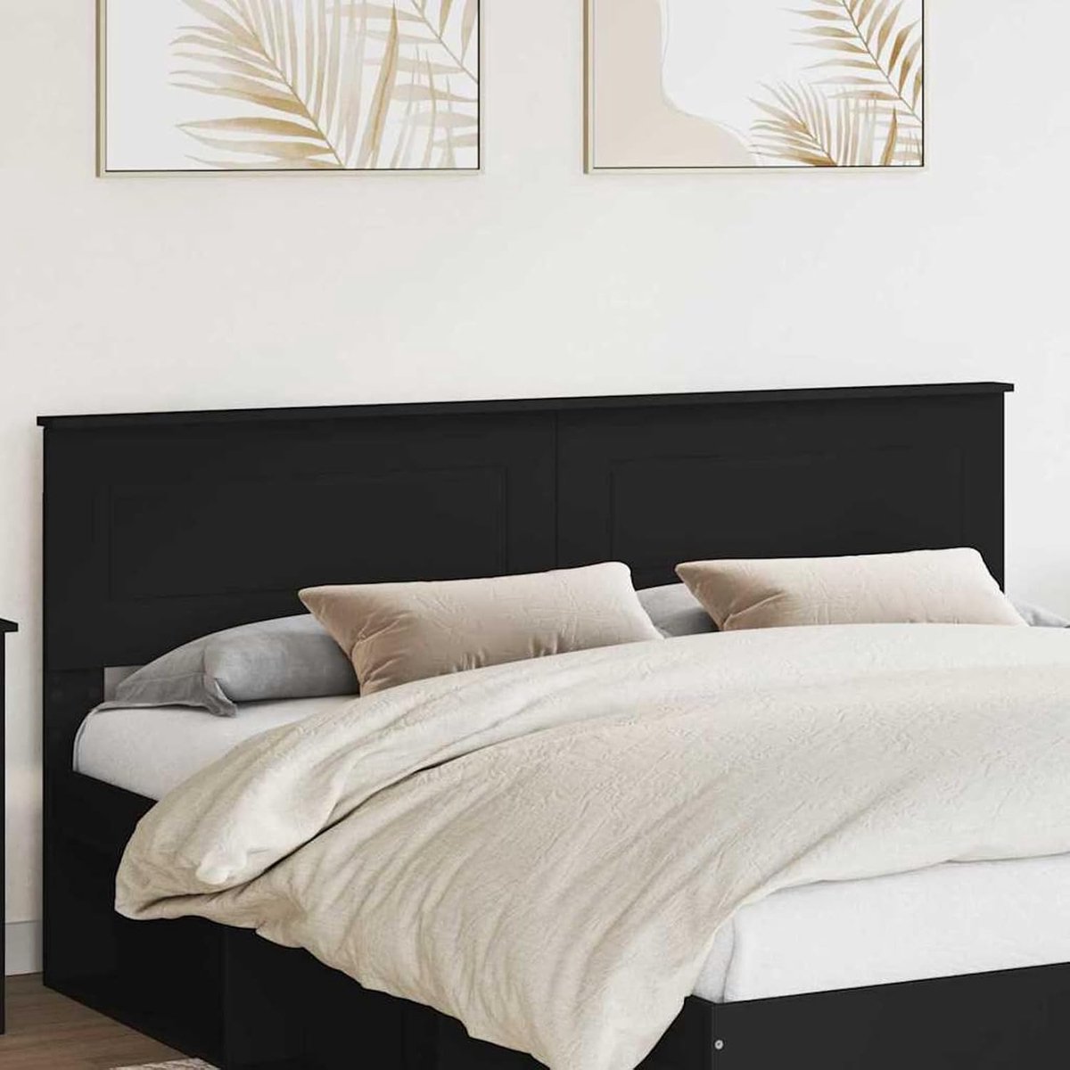 Hoofdbord met hoofdeinde, zwart eiken-look, 180 cm, houtmateriaal, bedhoofdeinde voor slaapkamer, hotel, volwassenen, kinderen, jongeren, tweepersoonsbed 888265