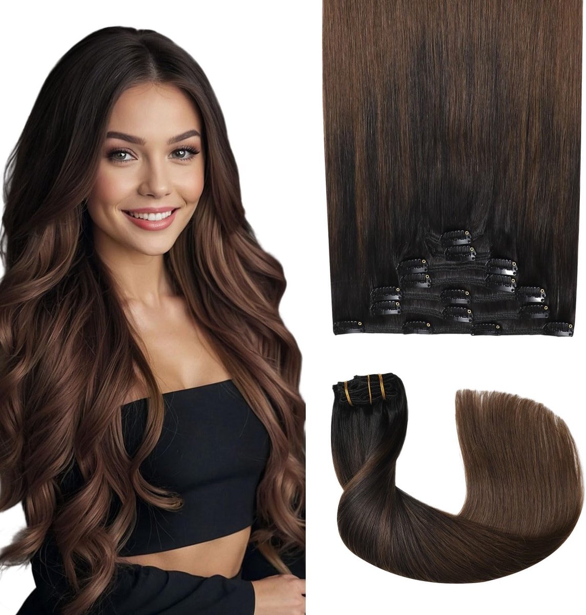 Haarextensies, echt menselijk haar 120g dik 7stuks