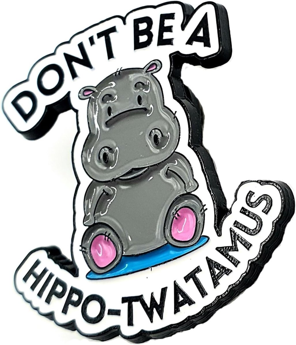 Geen Hippo-Twatamus Leuke Grappige Grijze Hippo Joke Metalen Emaille Pin Badge