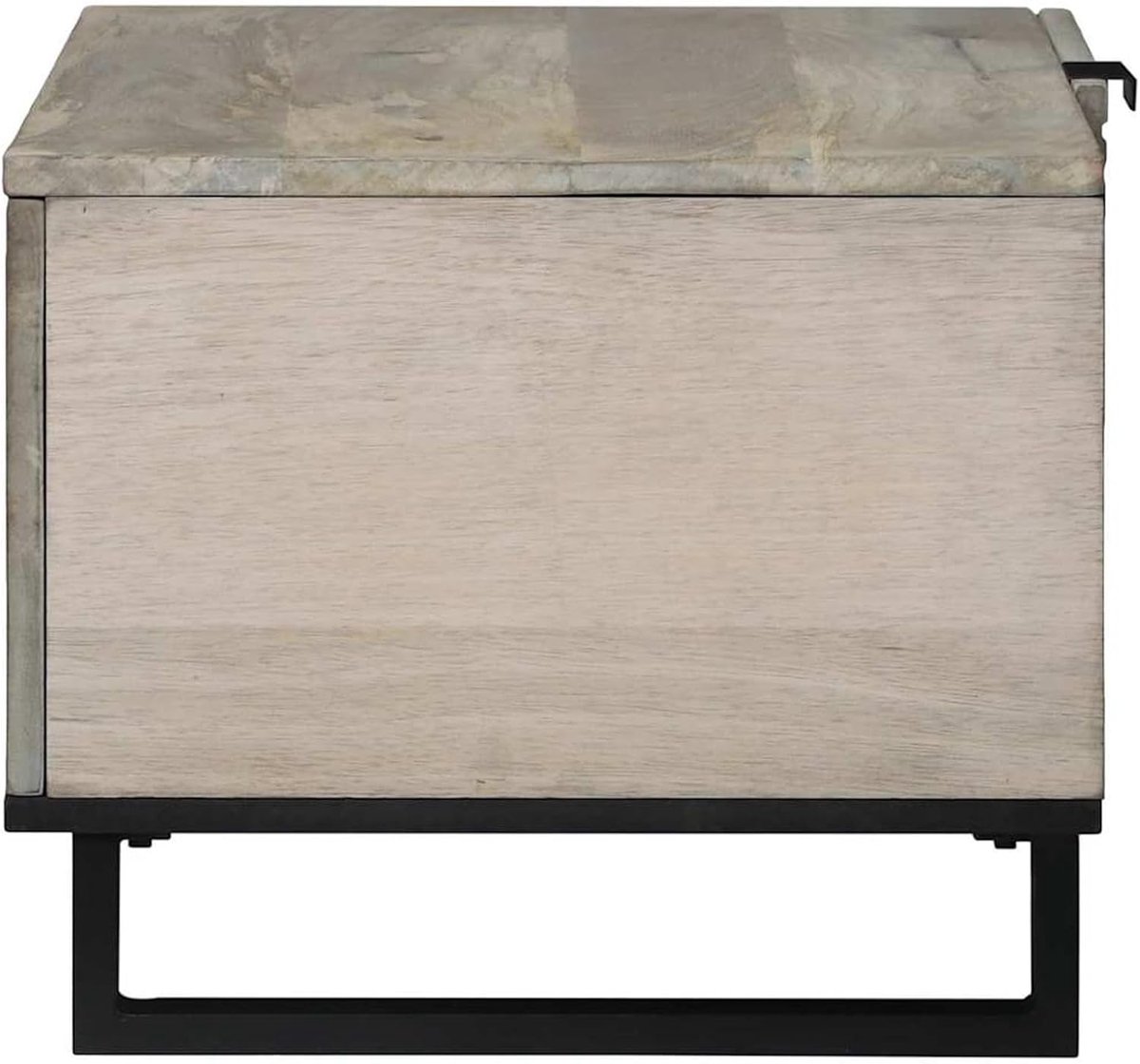 Beige en zwart 80 x 50 x 40 cm massief hout acacia voor lounge woonkamer gastenbijeenkomsten ontspanning met dranken en decoratie, tafels & koffietafels