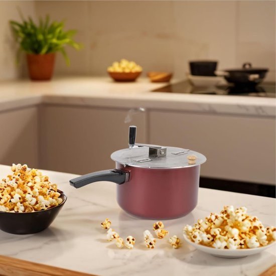 Roestvrij Staal Popcorn Popper - Handmatige Popcornmaker - Filmavond Thuis - Compatibel met Gas en Inductie - 2 Koppen Capaciteit — afbeelding 2