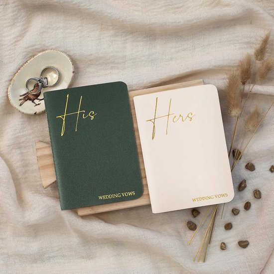 Gelofteboeken voor bruiloftsgeloften, boekje voor hem en haar, huwelijkscadeau, goudfolie, 12 pagina's (2 groen wit) — afbeelding 5