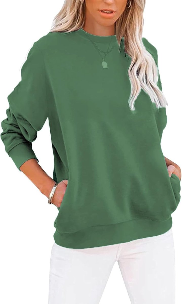 Sweatshirt Dames T-shirts Lange Mouw Ronde Hals Tops Basic Shirt Dames Tees Losse Fit Casual Comfortabel Bovendeel