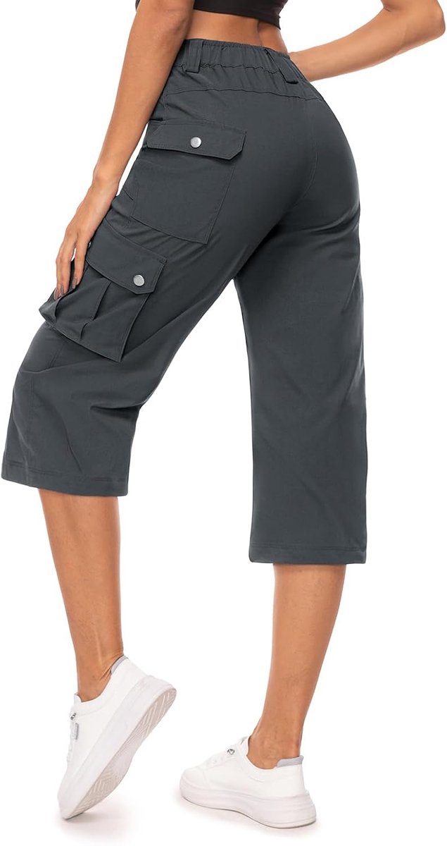 3/4 cargobroek voor dames, capribroek, wandelbroek, waterdicht, trekkingbroek, ademend, cargobroek, zomerbroek, stretch, outdoor, sport, reisbroek met 6 zakken