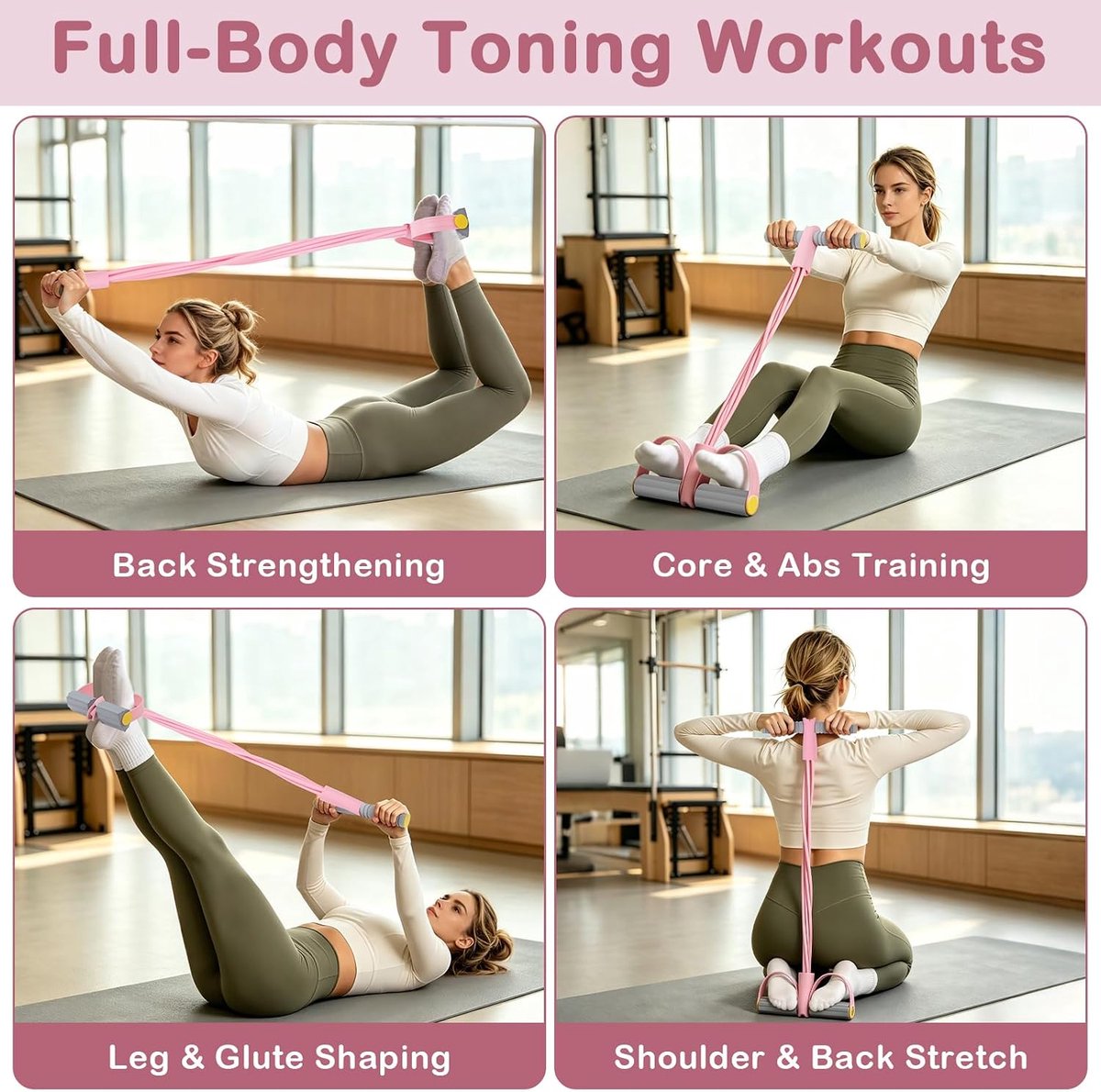 Sit-up-trainingsapparaat voor thuis, weerstandsband met 6