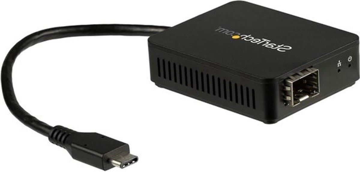 USB-C Glasvezel Converter - Netwerk Adapter - Veilige Netwerkverbinding - Open SFP Sleuf - Gigabit Ethernet - Zwart
