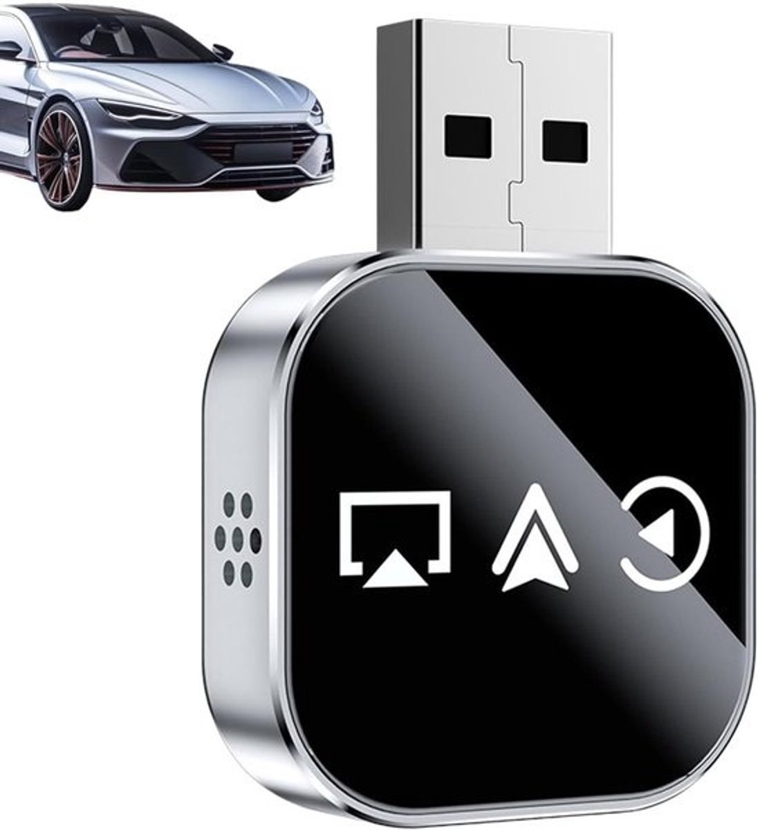 Draadloze Auto Adapter - 3-in-1 Dongle - Scherm Delen - Plug-and-Play - 435 cm - Zilver