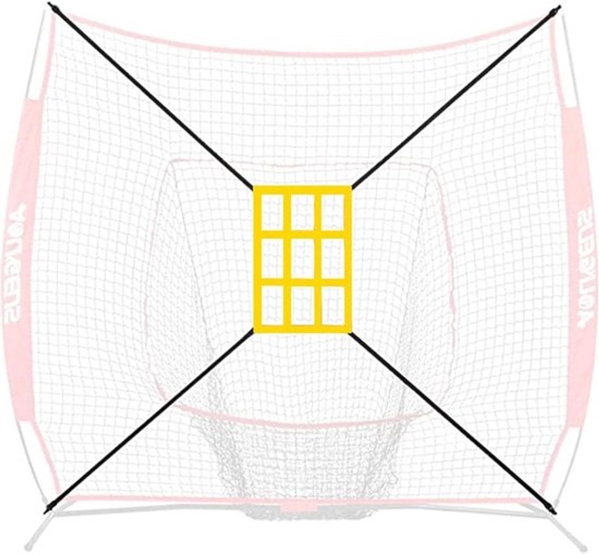 Baseball oefennet - Softball net - Sportvaardigheden verbeteren - Twee moeilijkheidszones - 56 x 33 cm - Geel