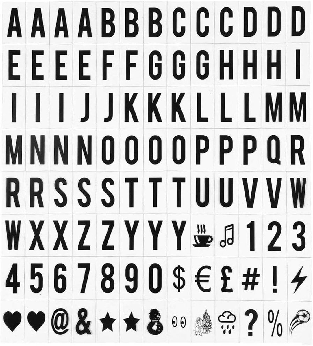 104 stuks letters voor lichtbox, cijfers, zwart, lichtbox, vervanging van letters en cijfers, letters, lichtbox, voor A3, A4, A5, led-lichtbox, bioscoop