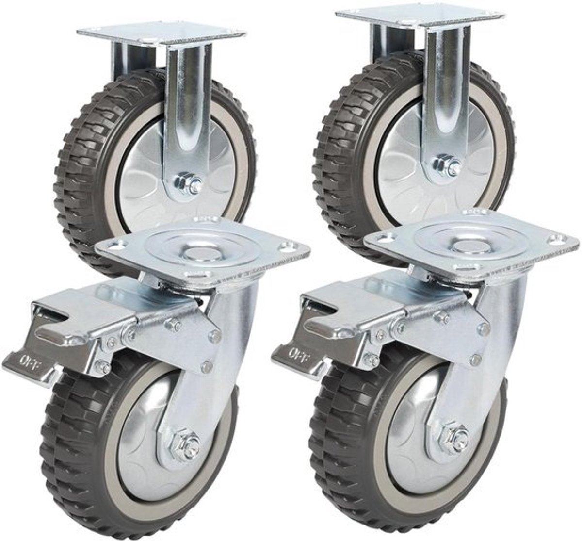 Industriële Wielen - Zwenkwielen Transportwielen - Meubels Verplaatsen - Met Rem - 150 mm - Grijs