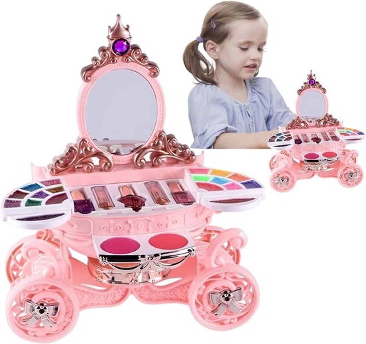 Kinder Make-up Set - Speel Make-up Wasbaar - Kinderspel IJdelheid - Inclusief Pop LED